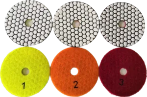 4-inch dry diamond polishing pad for granite and quartz surfaces.