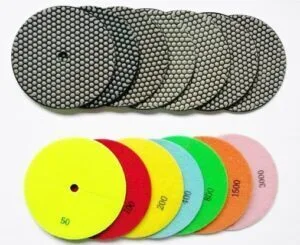 7-inch dry polishing pad with hexagonal shape for effective surface finishing.