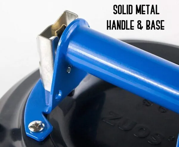 8-inch metal vacuum suction cup for secure lifting and handling of heavy objects.