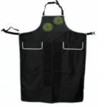 Stone apron with Velcro and zipper pockets for convenient storage.