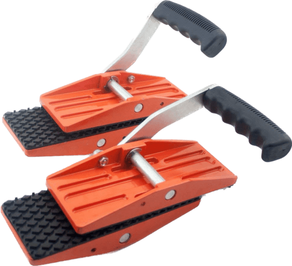 Single handle carry clamps for glass, stone, and porcelain lifting.