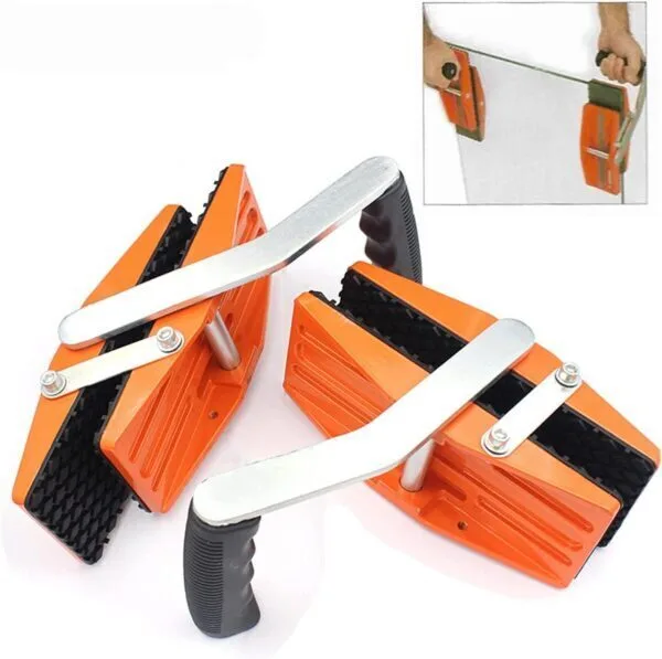 Single-handle carry clamps for glass and stone, featuring rubber grips for easy handling.