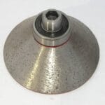 Bevel diamond router bit for granite stone cutting and shaping.