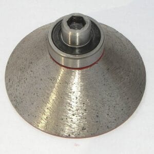 Bevel diamond router bit for granite stone cutting and shaping.