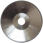 Electroplated concave diamond blade for cutting marble and stone surfaces.
