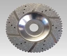 Electroplated diamond blade for cutting marble, limestone, and travertine efficiently.