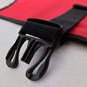 Durable fabricators apron with clip for secure attachment during construction and crafting tasks.