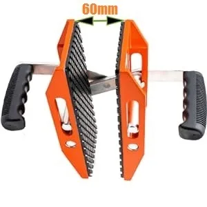 Double hand clamp, 60mm, Abaco Aardwolf tool for securing materials in woodworking.
