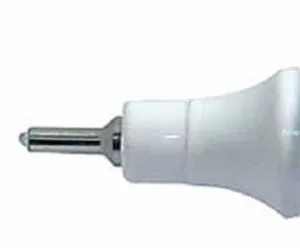 Metal tip of a paint marker for precise and durable marking on various surfaces.