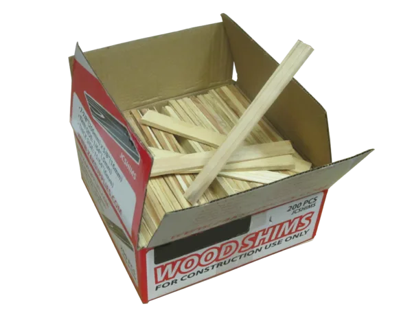 Open shims for precise alignment and support in construction and DIY projects.