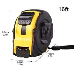 16-foot tape measure with a durable rubber case for precise measurements.