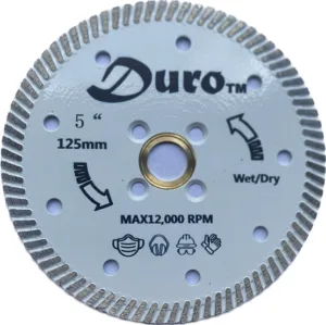 Turbo diamond blade for cutting granite and quartz surfaces efficiently.
